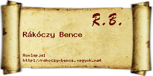 Rákóczy Bence névjegykártya
